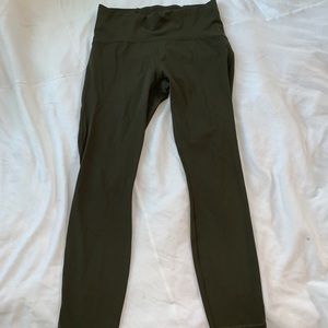 Lulu lemon olive green cropped athletic leggings.